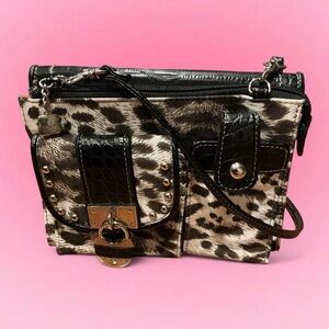 🖤 Y2K Kathy Van Zeeland Black and White Animal Print Mini Crossbody